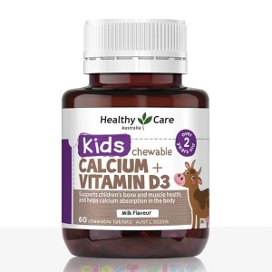 Healthy Care Kids Calcium + Vitamin D3 - Chewable (60 Tablets)